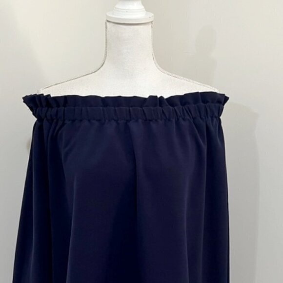 Ixiah Navy Blue Off The Shoulder Tent Mini Dress Tunic - Picture 3 of 6